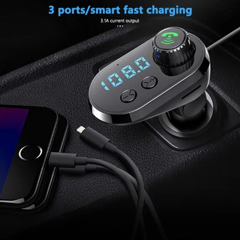 USB Automašīnas Lādētājs MP3 Atskaņotājs ar USB Lādētāju, Tālruņa Bluetooth Bezvadu FM Raidītājs, HandFree Automašīnas Lādētājs 3 in 1 Kabelis priekš Iphone SE2