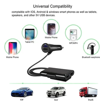 USB Automašīnas Tālruņa Lādētājs, 4 Porti Ātra Uzlādes Adapteris Auto Lādētājs iPhone Xiaomi mi Tableti, Viedtālrunis Maksas IOS Android