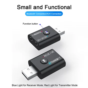 USB Bluetooth 5.0 Audio Uztvērējs, Raidītājs 2 In 1 RCA un 3,5 mm Jack 3.5 Stereo AUX Mūzikas USB Bezvadu Adapteri, klēpjdatoriem mini pc