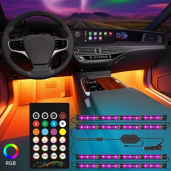 USB Bluetooth Multicolor Elastīgu Auto, LED Gaismas Sloksne ar Mūzikas Kontroli