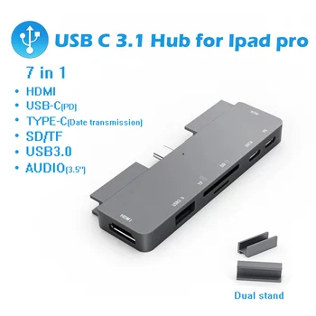 USB C Hub USB3.1 TIPS-C PD Maksas iPad Pro MacBook Air Pārslēdziet uz HDMI USB 3.0 Adapteris, Tips-C Telefons ar Austiņu Jack Datu