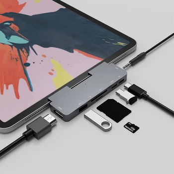 USB C Hub USB3.1 TIPS-C PD Maksas iPad Pro MacBook Air Pārslēdziet uz HDMI USB 3.0 Adapteris, Tips-C Telefons ar Austiņu Jack Datu