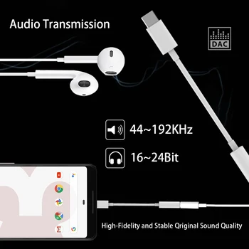 USB C līdz 3,5 mm Digitālā Audio Stereo Austiņu Ligzda 24 BITI HD Adapteris iPad Pro Huawei P20 Xiaomi HTC Google Pikseļu 2/2XL 3/3XL