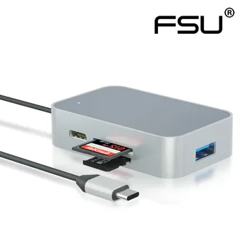 USB c tipa rumbu 60W PD uzlādes adapteris ātrgaitas 5Gbps USB 3.0 HUB ar TF SD karšu lasītājs, lai macbook xiaomi huawei grāmatiņa