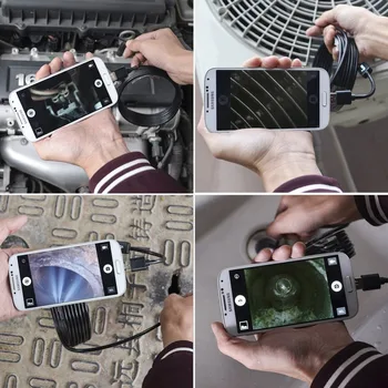 USB Endoscop Kamera 2 in 1 2MP 1M2M10M 720P HD Android Mobilo 8mm IP67 Waterproof Čūska Cauruļu Pārbaudes Kameras