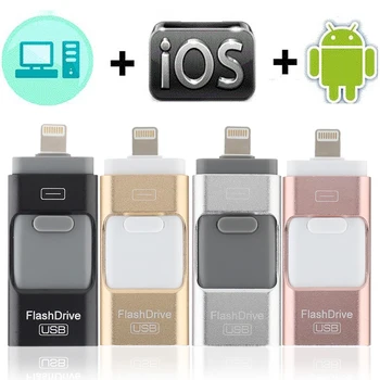 USB FLASH Drive iPhone 6,6 Plus,7,6 S,Plus 7,8,ipad Metāla Pen drive HD memory stick 3 nolūkam mobilo Otg Mikro IOS 11 3.0