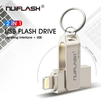 USB Flash Drive iPhone X/8/7/7 Plus/6/6s/5/SE/ipad 2 IN 1 Pen Drive Memory Stick 16GB 32GB 64GB, 128GB Pendrive usb 2.0