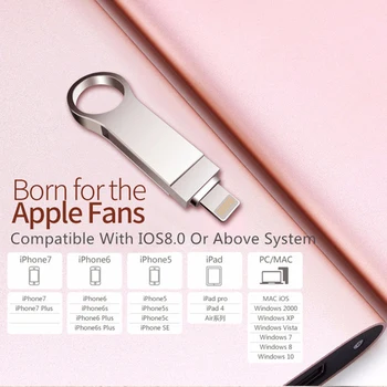 USB Flash Drive iPhone X/8/7/7 Plus/6/6s/5/SE/ipad OTG Pen Drive HD Memory Stick 8G 16.G 32G 64G 128G Pendrive usb 3.0