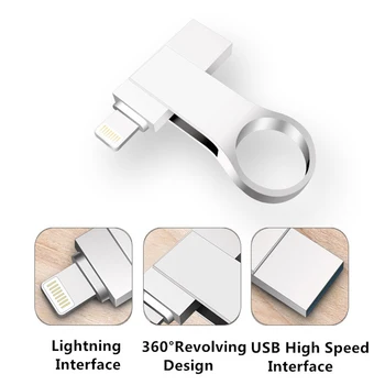 USB Flash Drive iPhone X/8/7/7 Plus/6/6s/5/SE/ipad OTG Pen Drive HD Memory Stick 8G 16.G 32G 64G 128G Pendrive usb 3.0