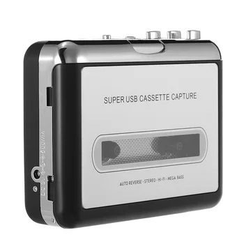 USB Kasete Uztveršanas audiokasete-to-MP3 Converter Datoru, Stereo HiFi Mega Bass Audio Mūzikas Atskaņotājs ar Austiņām