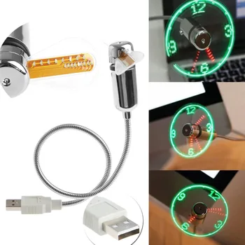 USB Led Sīkrīku Elastīgu 40CM USB Powered Dzesēšanas LED Flashing Laika rādīšanas Funkcija Pulkstenis Ventilators # K400Y #