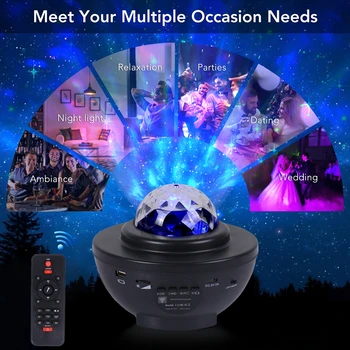 USB LED Zvaigžņu Nakts Gaisma Mūzikas Zvaigžņotām Ūdens Viļņu LED Projektoru Gaismas, Bluetooth, video Projektors, Skaņas Aktivizēta Projektoru Gaismas Dekori