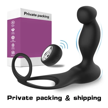 USB Lādējamu Vīriešu Prostatas Masāža Ar Gredzenu Tālvadības Anālais Vibrators Silikona Seksa Rotaļlietām, Lai Sieviete Vīriešiem Butt Plug Apmācības