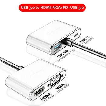 USB Type C 4K HDMI VGA USB 3.0 PD Hub Adapteris priekš MacBook Pro Gaisa Samsung Dex Režīmā, USB C Projekcijas un Adapteri Portatīvo datoru