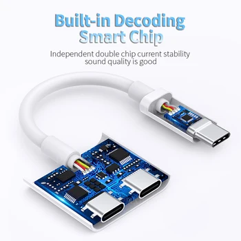 USB Type C līdz 3.5 mm Dual Digital USB C Austiņas Audio AUX Sadalītāja Lādēšanas Pārveidotāju Tipa C Adapteri, Huawei, Samsung Xiaomi