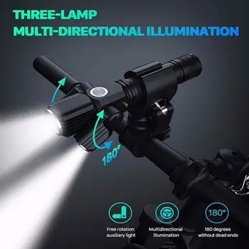 USB uzlādes velosipēdu gaismas 4 apgaismojuma režīms super spilgti LED trīs lampas lukturīti augstas kvalitātes ūdensizturīgs velosipēdu piederumi
