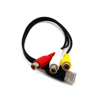 USB Vīrietis uz 3 RCA Female Adapteri Audio Kabelis, Video Converter, AV Vads HDTV TV AS99