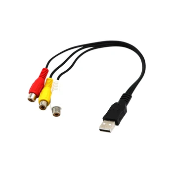 USB Vīrietis uz 3 RCA Female Adapteri Audio Kabelis, Video Converter, AV Vads HDTV TV AS99