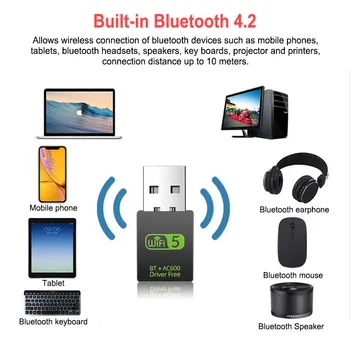 USB WiFi Adapteri, Bluetooth, WIFI, 2 IN 1 Adapteris, Datora Bezvadu Tīkla Karte 600Mbps 5Ghz Bez Diska, USB Tīkla Karte