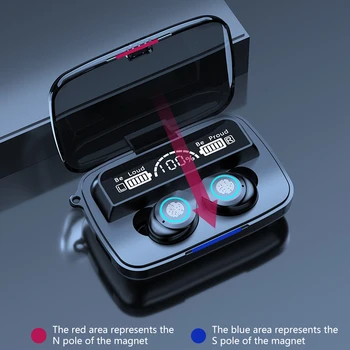 USLION Bezvadu V5.0 Bluetooth Austiņas TWS 9D Stereo Ūdensizturīgs Earbuds Austiņas 2000mAh Uzlādes Lodziņā Viegls, Ērts