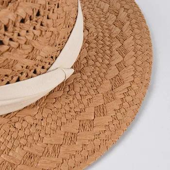USPOP Sieviešu vasaras rokām austi Panama salmu cepure vīriešu ieliektiem top hat saules cepure elpojošs pludmales cepure