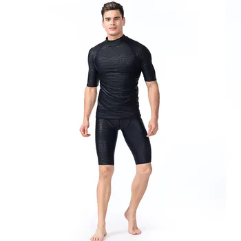 UV sharkskin peldkostīmu, Sērfošanu, Niršanu, Apģērbu Vasaras Pludmali Peldēties Uzvalku Vīriešu Peldbikses Ilgi īsām piedurknēm Šorti Bikses Set Black XL