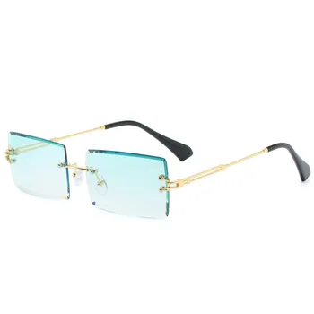 UV400 Saulesbrilles Sieviešu Retro Mazs Taisnstūris bez apmales Kvadrātveida Saules Brilles Vasaras Stila Sieviešu Green Blue Briļļu Droshipping