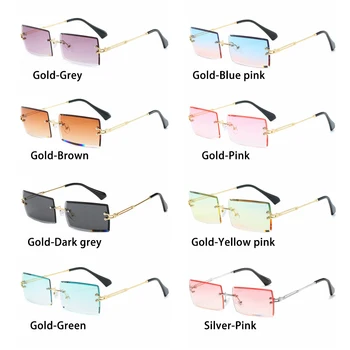UV400 Saulesbrilles Sieviešu Retro Mazs Taisnstūris bez apmales Kvadrātveida Saules Brilles Vasaras Stila Sieviešu Green Blue Briļļu Droshipping
