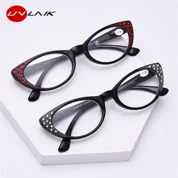 UVLAIK Cat Eye Lasīšanas Brilles Sievietēm Dimanta Presbyopic Luksusa Brilles Hyperopia Briļļu Dāmas Brilles
