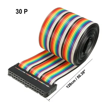Uxcell 1gb IDC 30 Pins Rainbow/Pelēkā Krāsā 128cm Garums 2.54 cm Piķis Dzīvoklis Elastīgu Lenti Džemperis Kabeļa Savienojumu Ar Ligzda