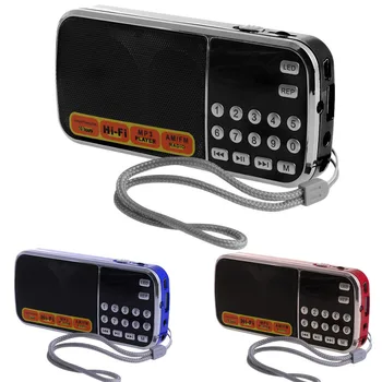 Uzlādējams Portatīvie Mini Digital Stereo FM Radio, Skaļrunis Mūzikas Atskaņotāju, izmantojot TF Kartes USB AUX Ieeja ar Displeju un lukturīti