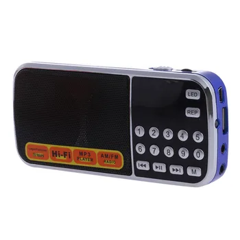 Uzlādējams Portatīvie Mini Digital Stereo FM Radio, Skaļrunis Mūzikas Atskaņotāju, izmantojot TF Kartes USB AUX Ieeja ar Displeju un lukturīti