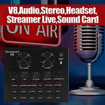 V8 Live Broadcast Skaņas Kartes Audio Ārējo USB, Austiņas, Mikrofons Live Broadcast Skaņas Karti, Mobilo Tālruni, Datoru, DATORA