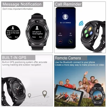 V8 Smart Skatīties Vīrieši Bluetooth Sporta Pulksteņi Sieviešu Dāmas Rel gio Smartwatch ar Kameru, Sim Kartes Slots PK DZ09 Y1 A1