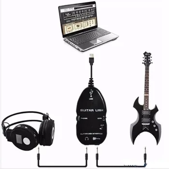 Vairumtirdzniecības Karstā Ģitāra Audio Kabelis USB Link Interfeisa Adapteri MAC/PC Mūzikas Ierakstu Piederumi Guitarra Atskaņotāji Dāvanu