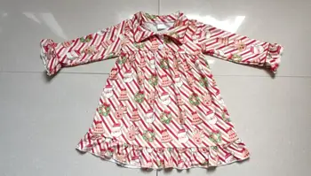 Vairumtirdzniecības/mazumtirdzniecības ziemassvētku stilā baby girls karikatūra kleita augstas kvalitātes gudrs garām piedurknēm kleitas, bērnu bērnu apģērbu gxj