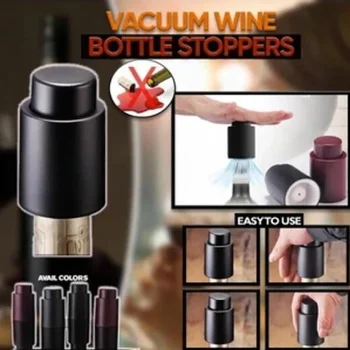 Vakuuma vīna aizbāzni Nospiediet Tipa Nerūsējošā Tērauda Vakuuma Noslēgtā Sarkanā Vīna Uzglabāšanas Pudelē, Aizkorķē Sealer Taupīšana Glabātāja Noslēdzošu Vāku