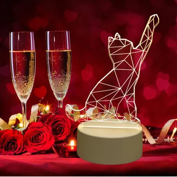 Valentīna USB Akrila 3D Nakts Gaismas Lampa Darbvirsmas Dekoru Romantiska Mājas Ainavas Apdare Dzimšanas dienas Svētku Dāvanas Viņai