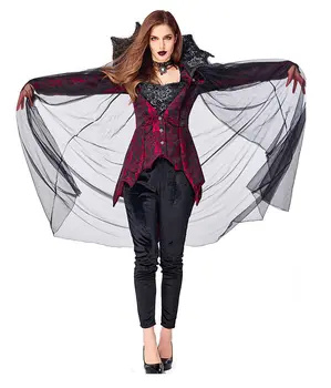 Vampīru Skaits Kostīmi Halloween, Uzstādīt Cosplay Kostīmu Muslīnu Apmetni, Sarkans Melns Disfraz Lomu Spēlēt Pieaugušo Sieviete