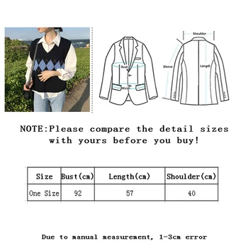Vangull Sieviešu Džemperi, Vestes, Rudens 2020. Gadam Korejiešu Stilā Vintage Ģeometriskā Argyle V Kakla Bez Piedurknēm, Puloveri, Trikotāžas Džemperi Sieviete