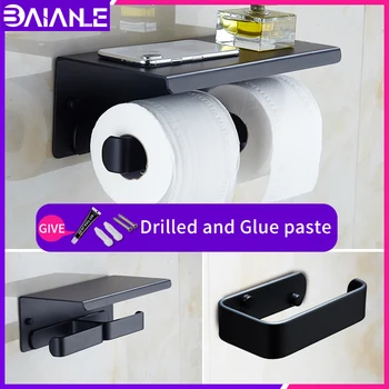 Vannas istaba papīra turētāji black radošo double tualetes papīra ruļļu turētājs pie sienas piestiprinātās skrūvi bezmaksas installatio vannas istaba plaukti