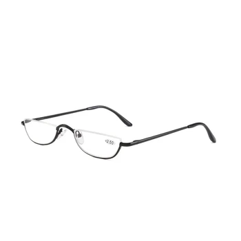 Var Ziedu Cat Eye Lasīšanas Brilles Metāla Puse Kadru Presbyopic Brilles, Ultra-Light Mazo Bez Apmales Hyperopia Briļļu Lasītājiem +2