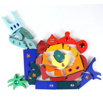 Varavīksnes Krāvējs Koka Rotaļlietas, Koka Celtniecības Bloki, Radoši Savienojot Krāsas 