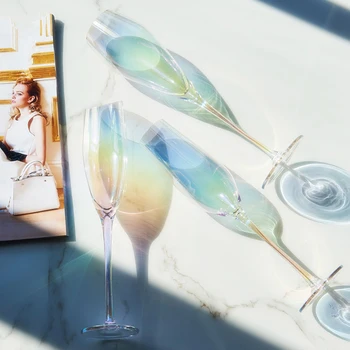 Varavīksnes vīna glāzi kausa Goblet šampanieša glāzes, Krūzes Kokteilis Stikla glāzes vīna glāzes kāzu mājās Bar Hotel Drinkware