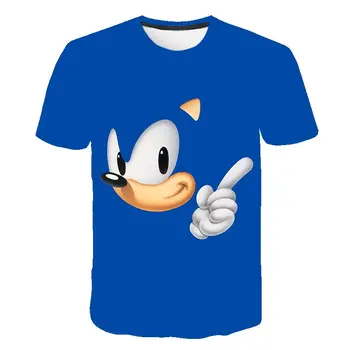 Vasaras 3D Bērnu T-krekls, zils Sonic ezis Mario Bro Bērnu Zēnu drēbes Streetwear Bērniem Meiteņu Drēbes Smieklīgi Īsām piedurknēm