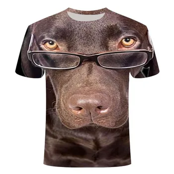 Vasaras 3D-trīsdimensiju modelis īsām piedurknēm T-krekls zaudēt liela izmēra suns cute pet Husky mopsis suns moderns personības vīriešu h