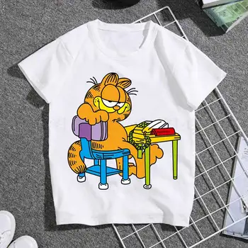 Vasaras garfield karikatūra bērnu T-krekli Kaķis Drukāt bērniem Īsām Piedurknēm Meitenēm Topi Gadījuma zēniem apģērbi meitenēm apģērbi atdzist no augšas