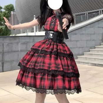 Vasaras Japāņu Gothic Lolita Jsk Kleita Sievietēm Viktorijas Vintage Cosplay Punk Lolita Kostīmi, Pasaku Kei Viduslaiku Pleds Kleitas