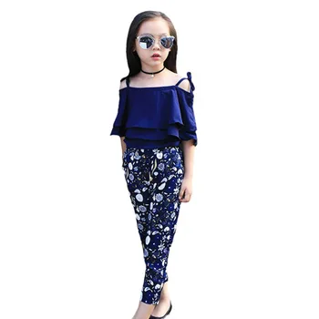 Vasaras Meiteņu Apģērbu Komplekti Modes Blūze Un Elsas Komplekti Pusaudžu Meiteņu Skolas Bērniem Bērnu Ikdienas Drēbes 3-12T