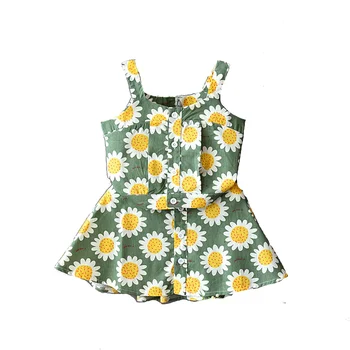 Vasaras Modes 2021 Bērniem, Baby Meitenes 2-gabals Apģērbs Uzstādīt bez Piedurknēm Daisy Drukāt Topi, Svārki Komplekts Bērniem Meiteņu Kokvilnas Apģērbs